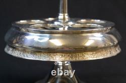 Antique Silver Plate & Glass Cruet/Condiment Caddy 6 Pc Set All Original Bottles