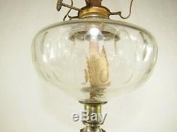 Antique Silver Plate Oil Lamp w Cut & Polished Glass 19th Century Silverplate