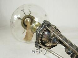 Antique Silver Plate Oil Lamp w Cut & Polished Glass 19th Century Silverplate