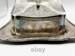 Antique Silver Plate Robert Pringle Bamboo Handle Butter / Cheese Dish Lidded