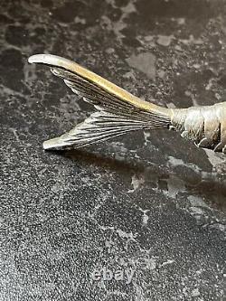 Antique Silver Plated Articulated Green Eye Fish Spainish Art Deco 1920