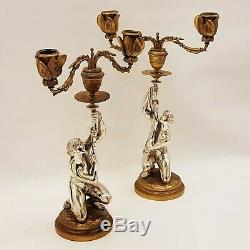 Antique Silver Plated Candelabras, French. Circa 1900. Stock ID 8951