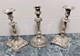 Antique Silver Plated Candlestick Trio Regency Style 9-9.25 inches