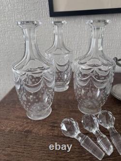 Antique Silver Plated Cruet Set 3 Glass Bottles Decanter Stand Ram Head