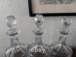 Antique Silver Plated Cruet Set 3 Glass Bottles Decanter Stand Ram Head