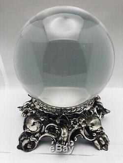 Antique Silver Plated Crystal Ball Oracle Ormolu Paranormal 10