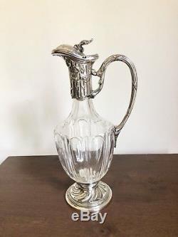 Antique Silver Plated & Crystal Carafe Decanter By Victor Saglier