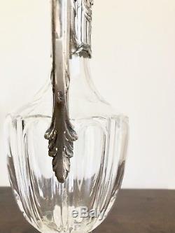 Antique Silver Plated & Crystal Carafe Decanter By Victor Saglier