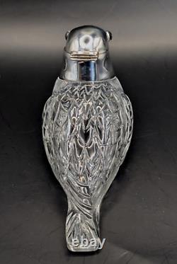 Antique Silver Plated & Cut Glass Bird Dove Figurine Oil, Vinegar Jug Dispenser