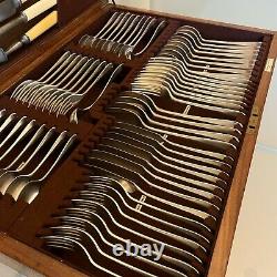 Antique Silver Plated Cutlery Canteen Large 80-Piece 8 Place Setting Maple & Co