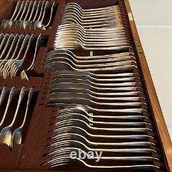 Antique Silver Plated Cutlery Canteen Large 80-Piece 8 Place Setting Maple & Co