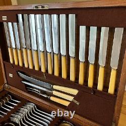 Antique Silver Plated Cutlery Canteen Large 80-Piece 8 Place Setting Maple & Co