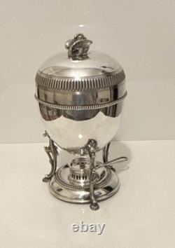 Antique Silver Plated Egg Coddler Warmer with Burner & Egg Holder Walker&Hall