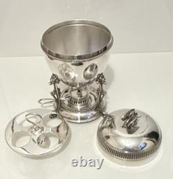 Antique Silver Plated Egg Coddler Warmer with Burner & Egg Holder Walker&Hall
