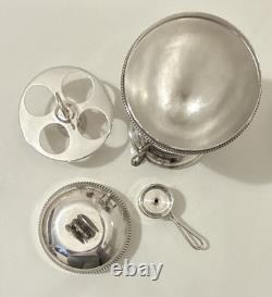 Antique Silver Plated Egg Coddler Warmer with Burner & Egg Holder Walker&Hall