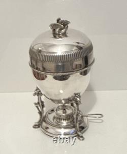 Antique Silver Plated Egg Coddler Warmer with Burner & Egg Holder Walker&Hall