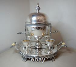 Antique Silver Plated Egg Cruet Set With Warmer By Walker And Hall England