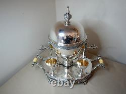 Antique Silver Plated Egg Cruet Set With Warmer By Walker And Hall England