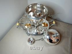 Antique Silver Plated Egg Cruet Set With Warmer By Walker And Hall England