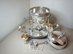 Antique Silver Plated Egg Cruet Set With Warmer By Walker And Hall England