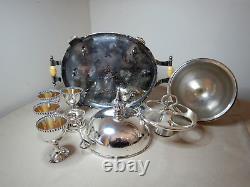 Antique Silver Plated Egg Cruet Set With Warmer By Walker And Hall England