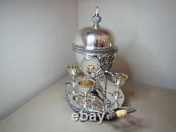 Antique Silver Plated Egg Cruet Set With Warmer By Walker And Hall England