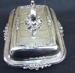 Antique Silver Plated Entree Serving Dish with Lid & Ornate Handle 1900's ART