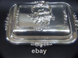 Antique Silver Plated Entree Serving Dish with Lid & Ornate Handle 1900's ART