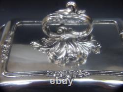 Antique Silver Plated Entree Serving Dish with Lid & Ornate Handle 1900's ART