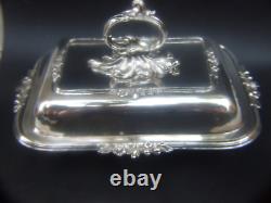 Antique Silver Plated Entree Serving Dish with Lid & Ornate Handle 1900's ART