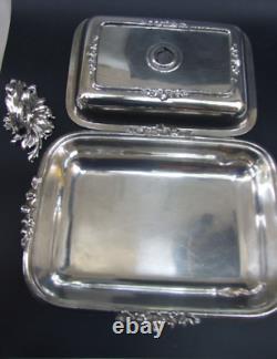 Antique Silver Plated Entree Serving Dish with Lid & Ornate Handle 1900's ART
