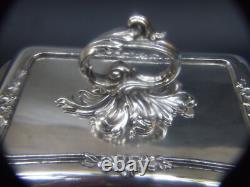 Antique Silver Plated Entree Serving Dish with Lid & Ornate Handle 1900's ART