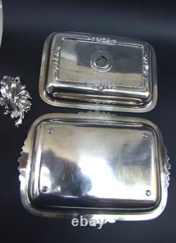 Antique Silver Plated Entree Serving Dish with Lid & Ornate Handle 1900's ART