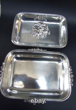 Antique Silver Plated Entree Serving Dish with Lid & Ornate Handle 1900's ART