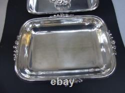 Antique Silver Plated Entree Serving Dish with Lid & Ornate Handle 1900's ART