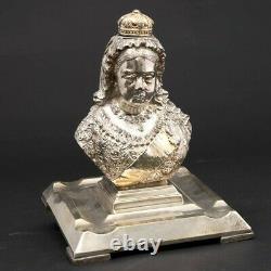 Antique Silver-Plated Figural Inkwell for Queen Victoria's Diamond Jubilee 1897