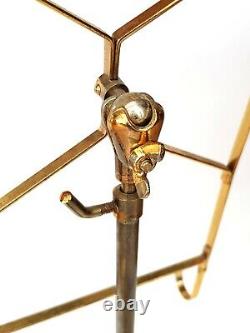 Antique-Silver Plated/Gilded Brass-Gimbal Telescopic Sheet Music Stand-c1905