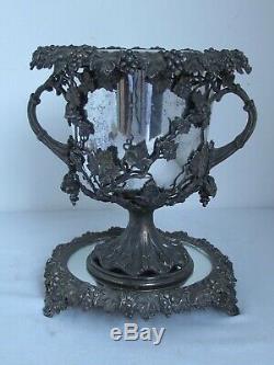 Antique Silver Plated Grape Vine Champagne & Wine Ice Bucket Plateau Exceptional