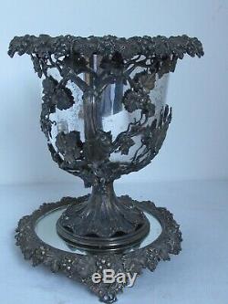 Antique Silver Plated Grape Vine Champagne & Wine Ice Bucket Plateau Exceptional