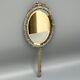 Antique Silver Plated Hand Mirror Edwardian Reeded Panel Reed Ribbon Bow Old