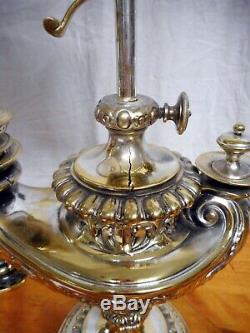 Antique Silver Plated Harvard Style Student Desk Lamp Aladdin