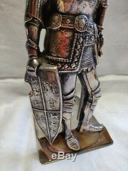 Antique Silver Plated Medieval Knight Bookends