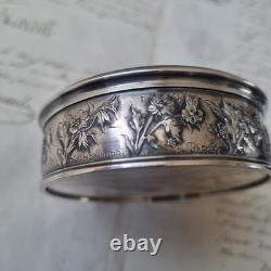 Antique Silver-Plated Metal Box with Putti, Signed A. BARRE, 1900