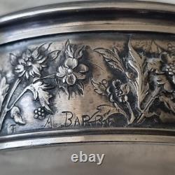 Antique Silver-Plated Metal Box with Putti, Signed A. BARRE, 1900