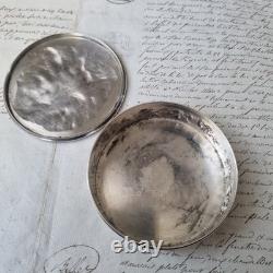 Antique Silver-Plated Metal Box with Putti, Signed A. BARRE, 1900