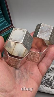 Antique Silver Plated Napkin Rings By Punshon & Son 1900s In Original Box