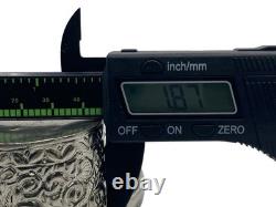 Antique Silver Plated Purple Velvet Lined Repousse Cylindrical Pendant Lid Chain