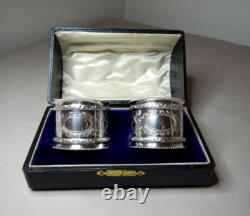 Antique Silver Plated Serviette Napkin Rings By Stoke And Son In Original Box