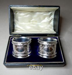 Antique Silver Plated Serviette Napkin Rings By Stoke And Son In Original Box