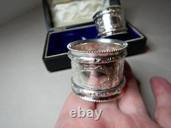 Antique Silver Plated Serviette Napkin Rings By Stoke And Son In Original Box